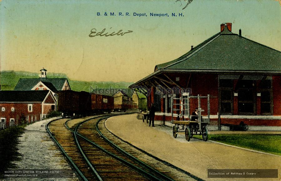 Postcard: Boston & Maine Railroad Depot, Newport, N.H.
